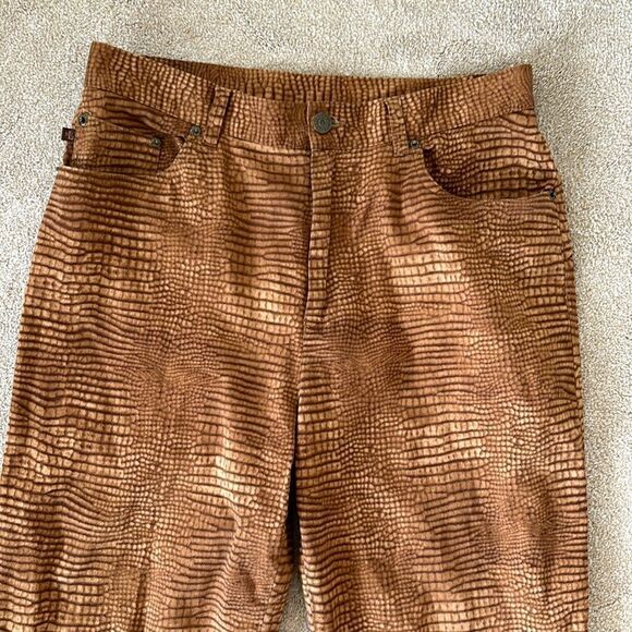 Lauren Ralph Lauren Crocodile Print Brown Pants Size 10 - Picture 2 of 8